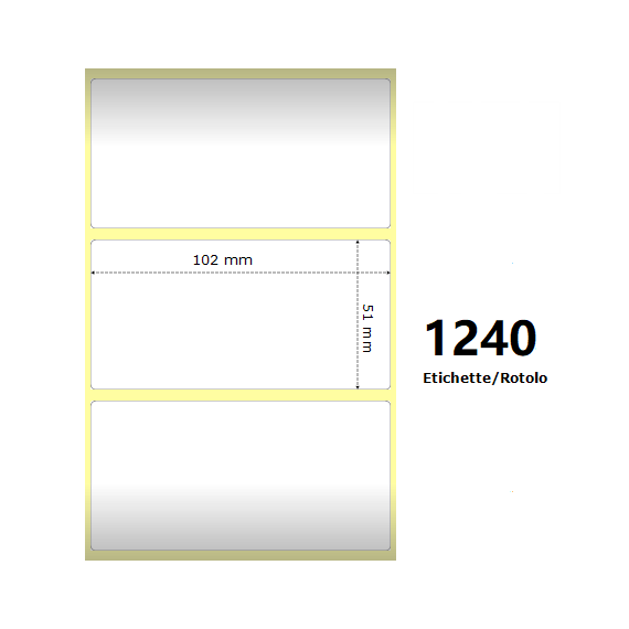 Etichette Zebra 102X51mm bianche 1240pz termiche compatibili Z-2000D 4x2x1 Core per Etichette Zebra GK420,ZD421T,ZD420