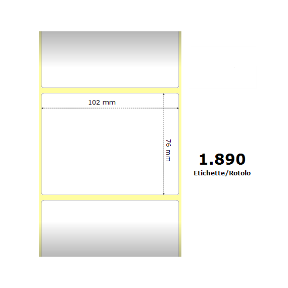 ETICHETTE ZEBRA 102X76MM BIANCHE 1890PZ 880170-076 TERMICHE COMPATIBILI CON ZEBRA ZT230,ZT411,ZT421,ZM400,S4M Z-2000D