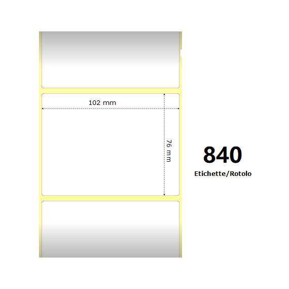 Etichette Zebra 102X76mm bianche 840pz termiche compatibili Z-2000D 4x2x1 Core per Etichette Zebra GK420,ZD421T,ZD420