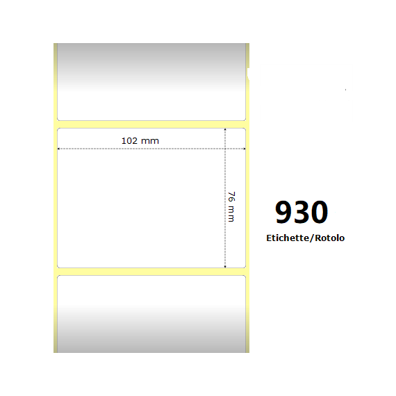 ETICHETTE ZEBRA 102X76MM BIANCHE 930PZ 800264-305 TERMICHE COMPATIBILI ZEBRA GK420,ZD420,ZD421,ZD620 Z-2000D