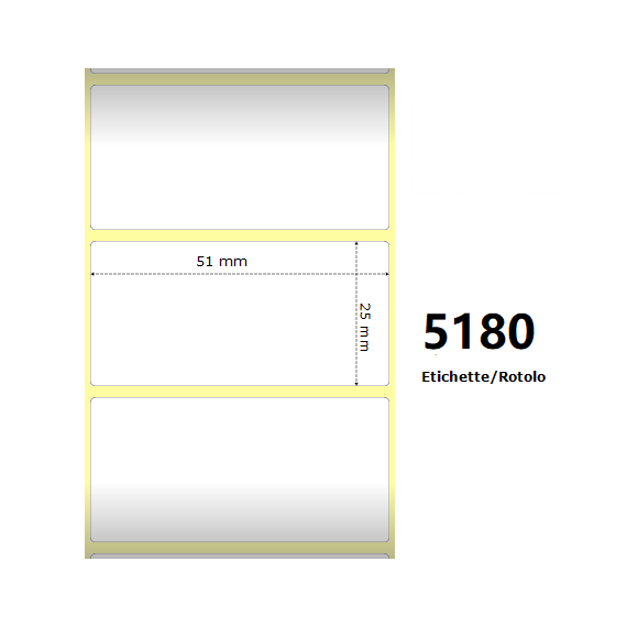 Etichette Zebra 51x25mm bianche 5180PZ 880154-025 termiche compatibile con Zebra ZT230,ZT411,ZM400,S4M Z-2000D 2x1x3 Core