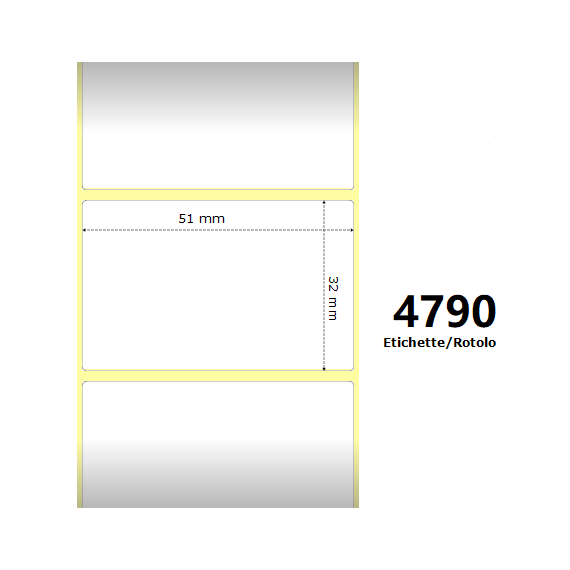 Etichette Zebra 51X32mm bianche 4790pz termiche compatibili Z-1000D 2x1.3x3 Core per Etichette Zebra ZT411,ZT230,ZT421