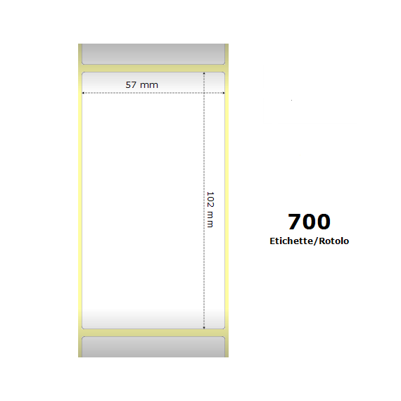 Etichette ZEBRA 57x102mm bianche 700PZ 800262-405 termiche compatibili per ZEBRA GK420,ZD420,ZD421,ZD620 Z-2000D 2.2x4x1 Core